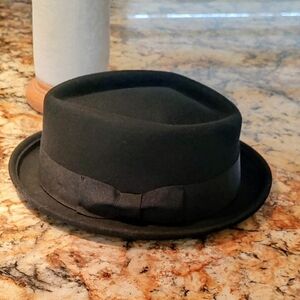 Stylish Black Hats In The Belfry, Porkpie Wool Hat. Men's XL